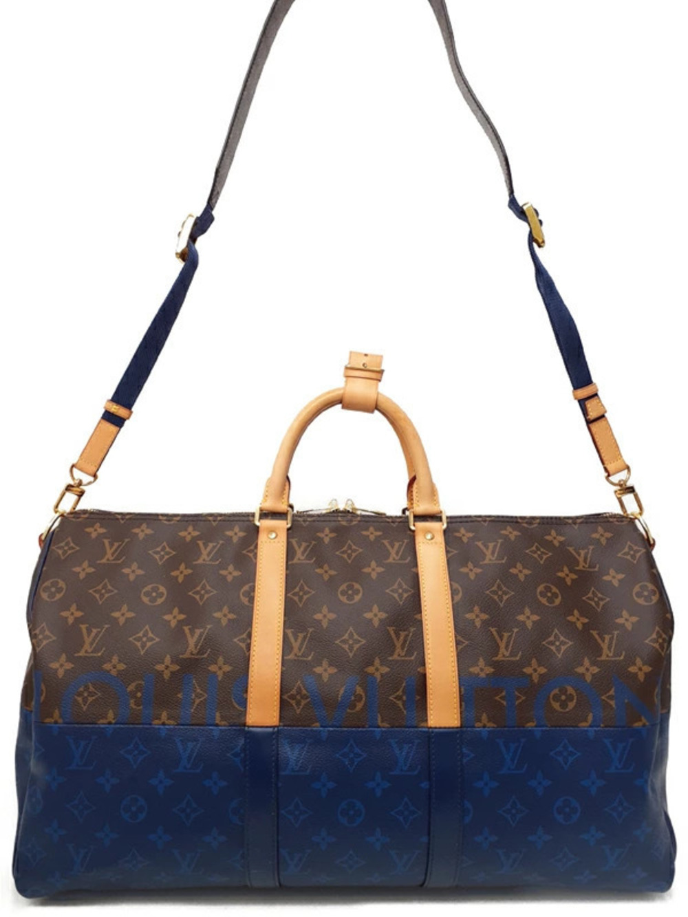 Louis Vuitton Monogram Pacific Split Keepall Bag Canvas Travel Bag Blue